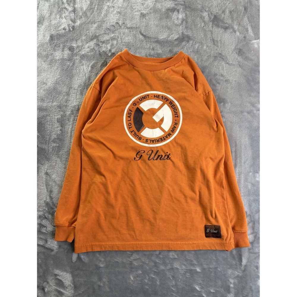 Vintage G-Unit Heavy Weight Raw Materials Long Sleeve T-Shirt Orange Men Size M